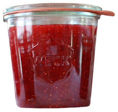 strawberry jam in a weck preserving jar